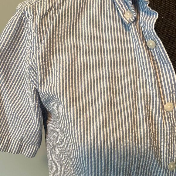 Talbots Kids Light Blue And White Striped Short Sleeve Button-Down Shirt Size 12 - Picture 7 of 8